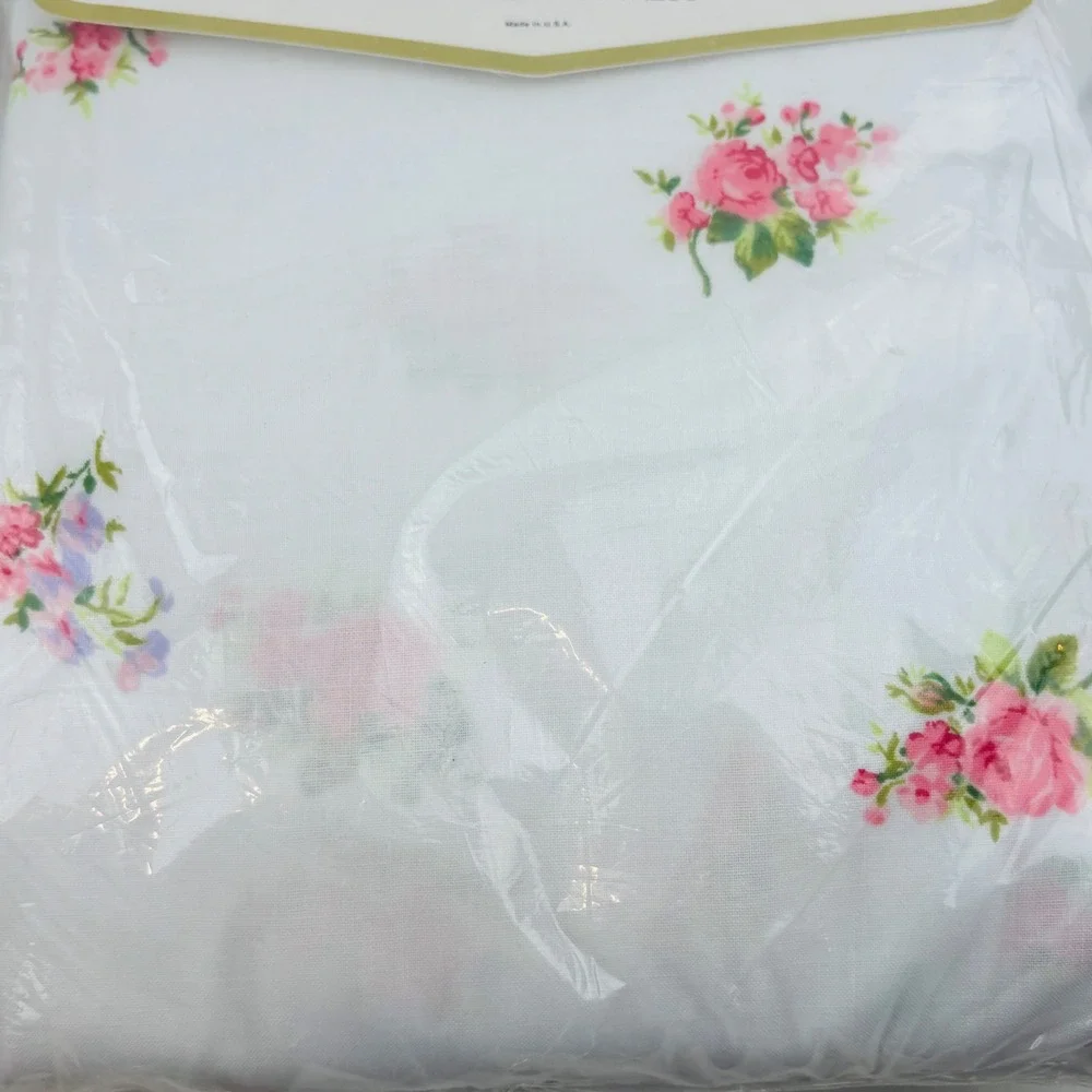 Vintage Springmaid Prelude Double Flat Fitted Sheet Set Floral Rose Pink White